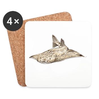 Angelote - Angel shark - Shark - Requin ange - Coasters (set of 4) - white - Front