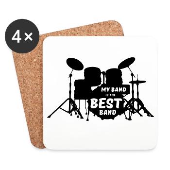 Best Band Musik Musiker Schlagzeug Spruch Geschenk - Untersetzer (4er-Set) - Weiß - Vorne