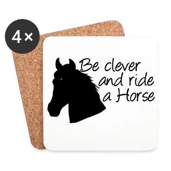Montez un cheval Cheval Cavalier d’équitation cadeau - Dessous de verre (lot de 4) - blanc - Devant
