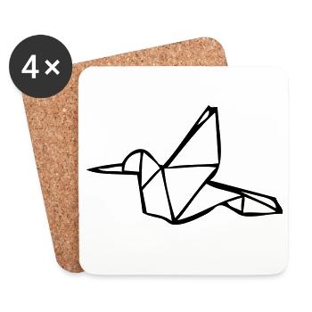Origami Eisvogel - Untersetzer (4er-Set) - Weiß - Vorne
