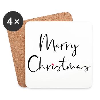 Merry Christmas Stern Geschenk Weihnachten - Untersetzer (4er-Set) - Weiß - Vorne
