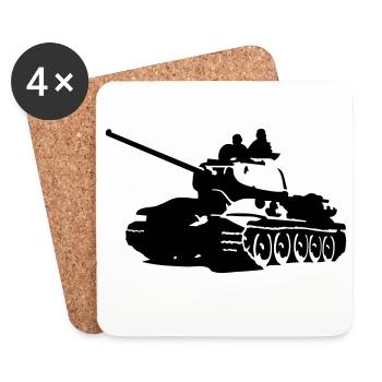 Tank T-34 - Dessous de verre (lot de 4) - blanc - Devant