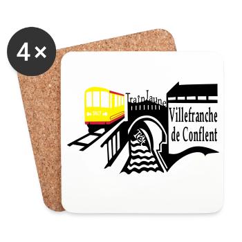 le petit train jaune - Dessous de verre (lot de 4) - blanc - Devant