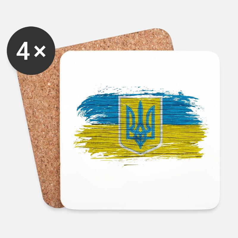 Ukraine Flaggen Design mit den Nationalfarben - Untersetzer (4er-Set) - Weiß