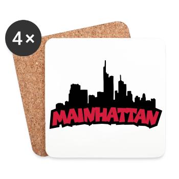 Mainhattan - Skyline der Stadt Frankfurt am Main - Untersetzer (4er-Set) - Weiß - Vorne