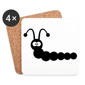 Lustiger Wurm - Untersetzer (4er-Set) - Weiß - Vorne
