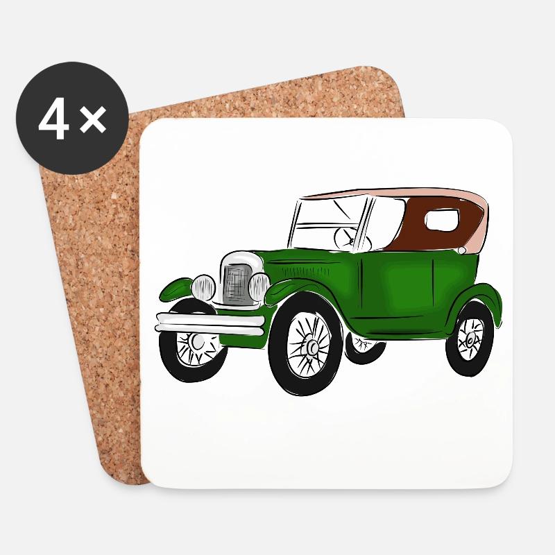 Oldtimerfarbenfroh, - Untersetzer (4er-Set) - Weiß