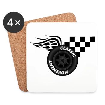 Tire Racing Flag Symbol Wheel Finish Wings Race - Coasters (set of 4) - white - Front