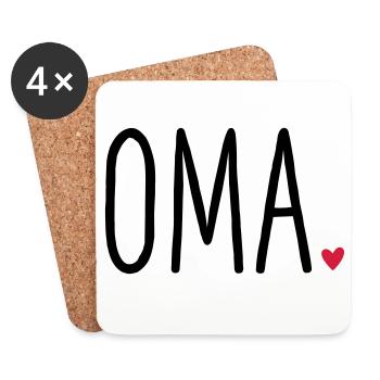 Oma Herz - Geschenk Muttertag Enkel Liebe - Untersetzer (4er-Set) - Weiß - Vorne