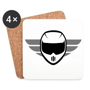 Sport Motorradhelm mit Flügel - Untersetzer (4er-Set) - Weiß - Vorne