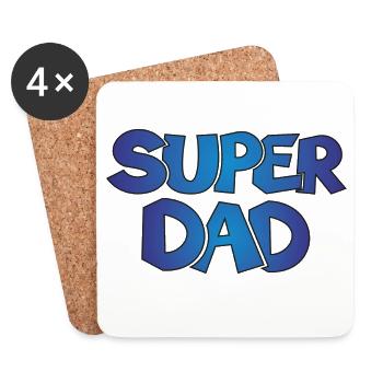 Super Dad Papa Vater Geschenk Geburtstag - Untersetzer (4er-Set) - Weiß - Vorne