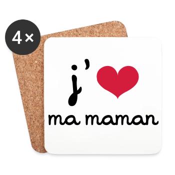 J'aime ma Maman - Dessous de verre (lot de 4) - blanc - Devant