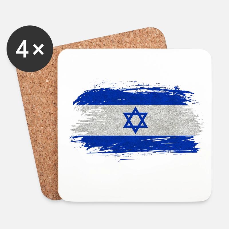 Israel Flagge / Geschenk Haifa Jerusalem Tel Aviv - Untersetzer (4er-Set) - Weiß