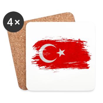 Turkey Flag / Gift Istanbul Izmir - Coasters (set of 4) - white - Front