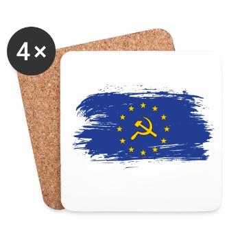 Europa Flagge mit Hammer und Sichel / Geschenk - Untersetzer (4er-Set) - Weiß - Vorne