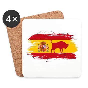 Spanien Flaggen Design mit Stier / Geschenk Madrid - Untersetzer (4er-Set) - Weiß - Vorne
