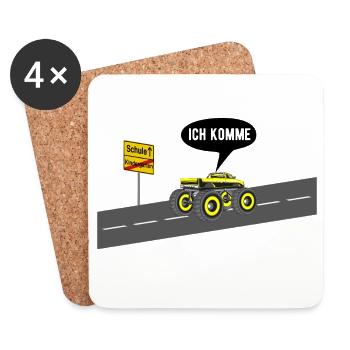 Schule ich komme - Untersetzer (4er-Set) - Weiß - Vorne