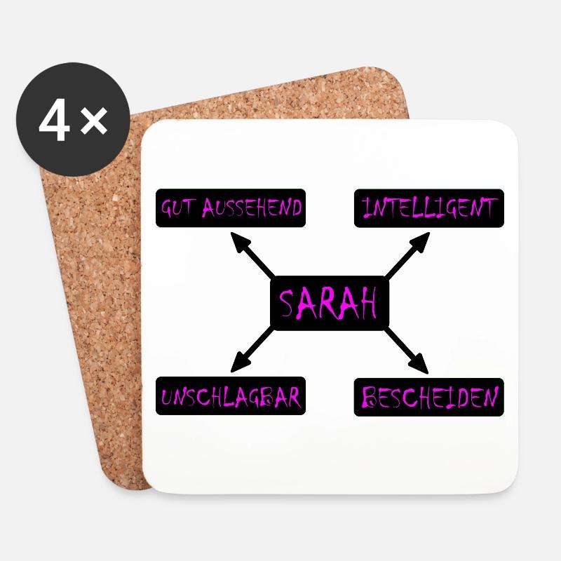 Sarah Geschenk für Sarah - Untersetzer (4er-Set) - Weiß