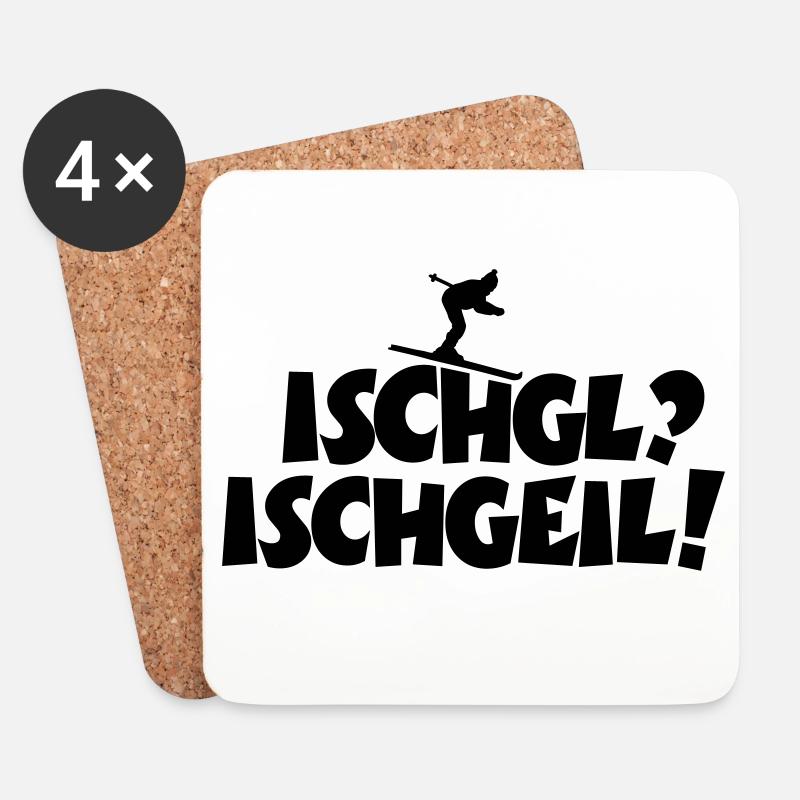 Ischgl Ischgeil Skifahrer Après-Ski - Untersetzer (4er-Set) - Weiß