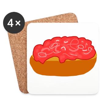 Mettbrötchen with onions - Coasters (set of 4) - white - Front
