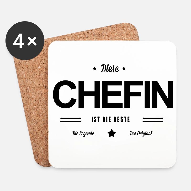 Beste Chefin - Untersetzer (4er-Set) - Weiß