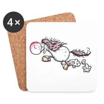Horse gives full throttle - Horses - Gallop - Pony - Coasters (set of 4) - white - Front