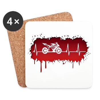 Motorcycle racing driver pulse - Coasters (set of 4) - white - Front