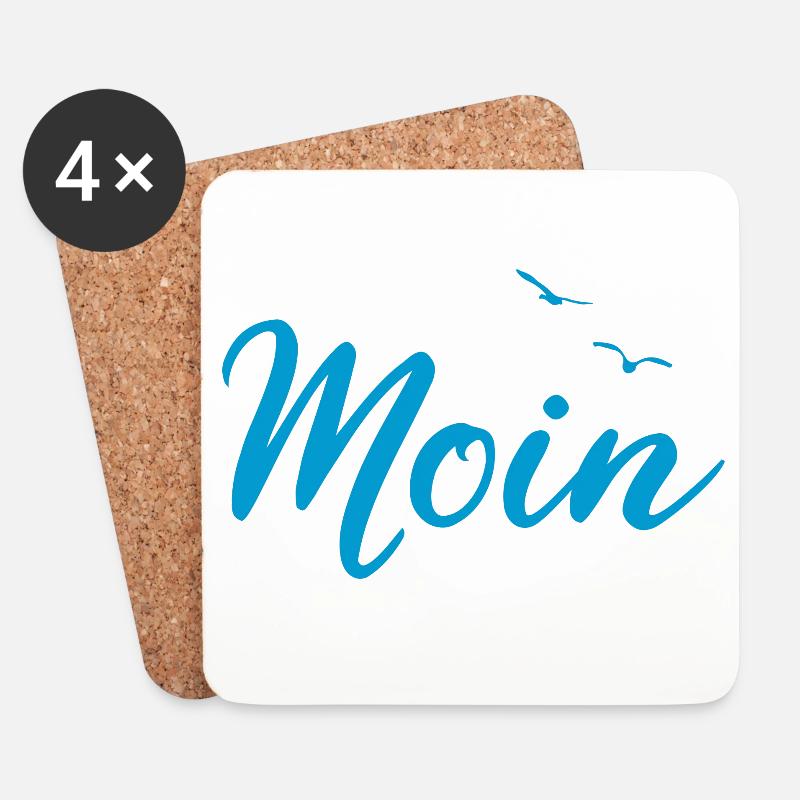 Moin - Spruch Design Geschenk - Untersetzer (4er-Set) - Weiß