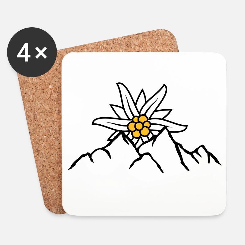 Sonne Bergblume Edelweiss - Untersetzer (4er-Set) - Weiß