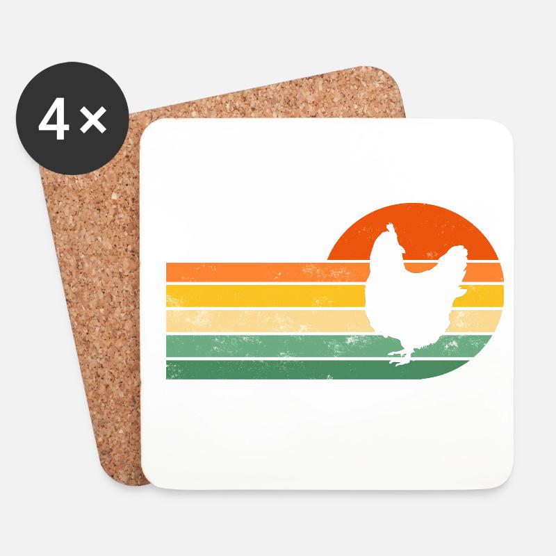 Huhn Hühner - Untersetzer (4er-Set) - Weiß