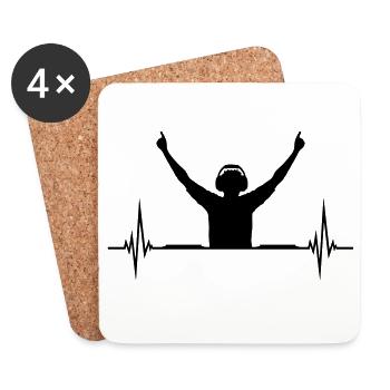 Heartbeat Pulse DJ - Dessous de verre (lot de 4) - blanc - Devant