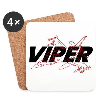 F-16 Viper / Fighting Falcon Düsenjäger / F16 - Untersetzer (4er-Set) - Weiß - Vorne