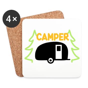 Camper - ready for vacation - Coasters (set of 4) - white - Front