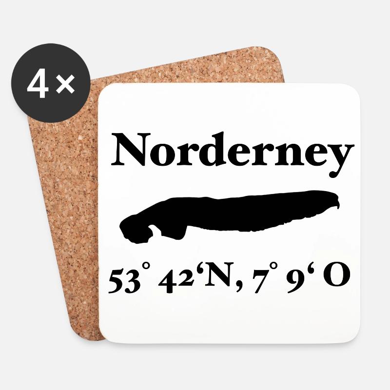 Norderney Insel Design Nordsee - Untersetzer (4er-Set) - Weiß