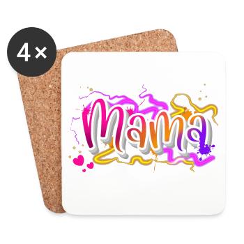 Maman - Dessous de verre (lot de 4) - blanc - Devant
