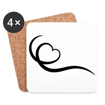Coeur - Dessous de verre (lot de 4) - blanc - Devant