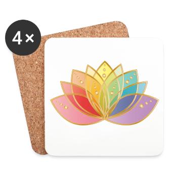 filigranes transparent fleurs colorées symbole - Dessous de verre (lot de 4) - blanc - Devant
