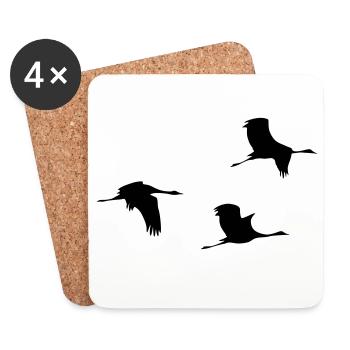 Flying Cranes Vector - Coasters (set of 4) - white - Front