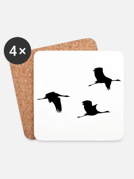 Fliegende Kraniche Vektor - Untersetzer (4er-Set) - Weiß