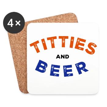 T*tties and Beer - Untersetzer (4er-Set) - Weiß - Vorne