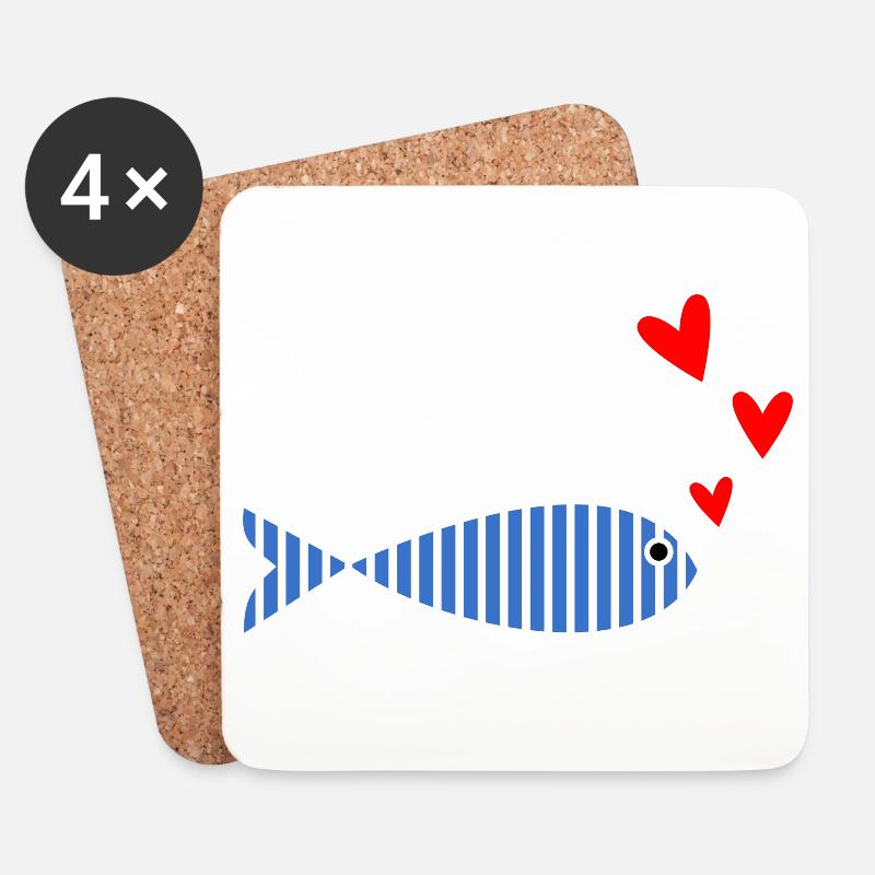 FISCH. SARDINE. FISCH. APRILFISCH. MEER - Untersetzer (4er-Set) - Weiß