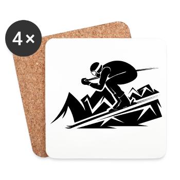 Alpine skiing, downhill, shot run, winter sports team - Coasters (set of 4) - white - Front