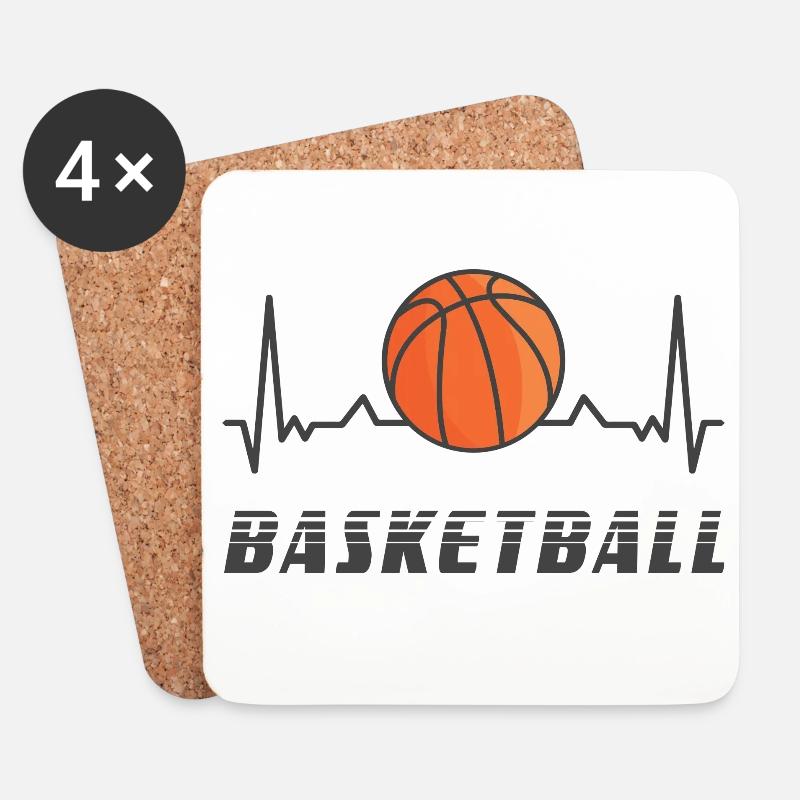 Basketball Herzfrequenz Design - Untersetzer (4er-Set) - Weiß