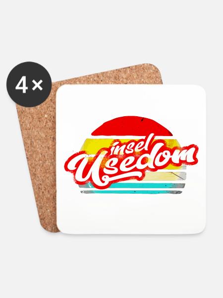 insel usedom shirt retro vintage aufkleber sticker - Untersetzer (4er-Set) - Weiß