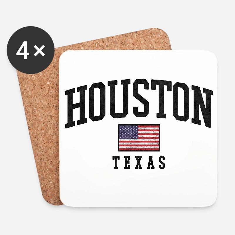 Houston Texas Flag Vintage - Untersetzer (4er-Set) - Weiß