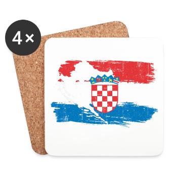 Drapeau croate à la brosse - Dessous de verre (lot de 4) - blanc - Devant