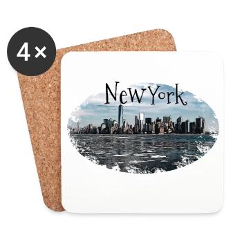 New York City Skyline - Untersetzer (4er-Set) - Weiß - Vorne