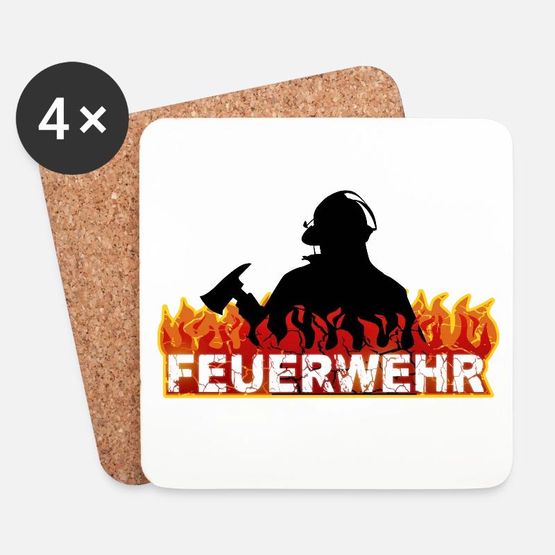 Feuerwehr - Untersetzer (4er-Set) - Weiß