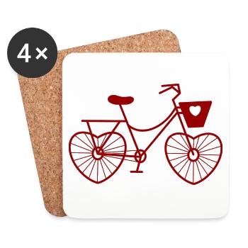 Bike Love / Bike Lover / Saint-Valentin - Dessous de verre (lot de 4) - blanc - Devant