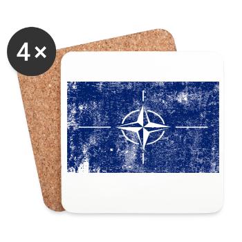 Drapeau de l’OTAN Drapeau Grunge Rétro Vintage - Dessous de verre (lot de 4) - blanc - Devant